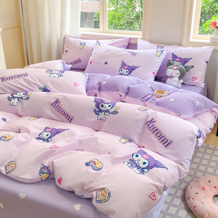 91家纺网 家纺一手货源 找家纺 博雅 2025新款全棉三丽鸥全棉四件套-小版 多彩库洛米AB版