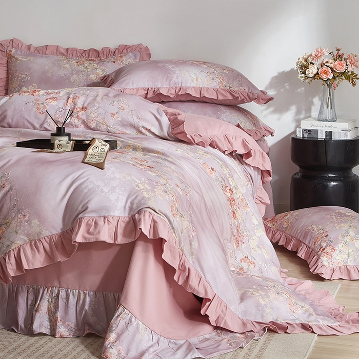 91家纺网 家纺一手货源 找家纺 （总）金纱玉纺家纺 2025韩版数码印花加厚100%棉四件套