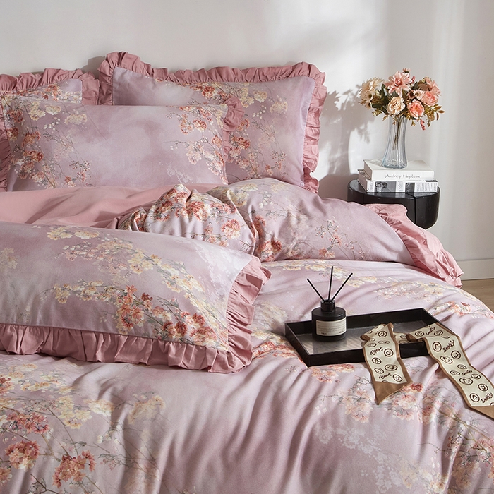 91家纺网 家纺一手货源 找家纺 （总）金纱玉纺家纺 2025韩版数码印花加厚100%棉四件套