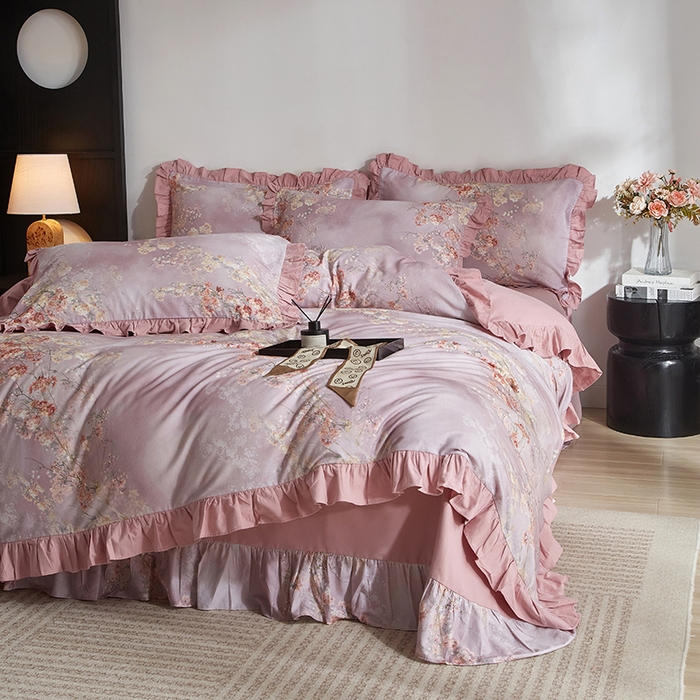 91家纺网 家纺一手货源 找家纺 （总）金纱玉纺家纺 2025韩版数码印花加厚100%棉四件套