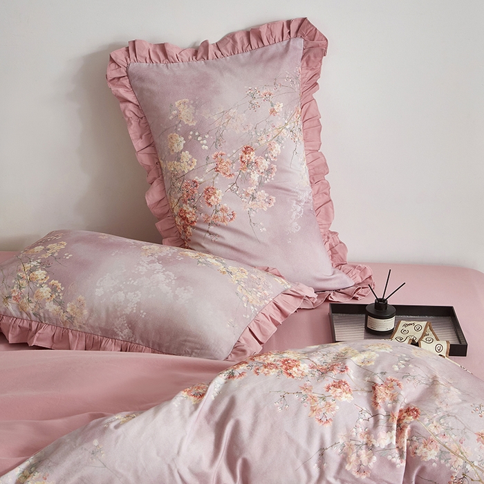 91家纺网 家纺一手货源 找家纺 金纱玉纺家纺 2025韩版数码印花加厚100%棉四件套 花舞-彐