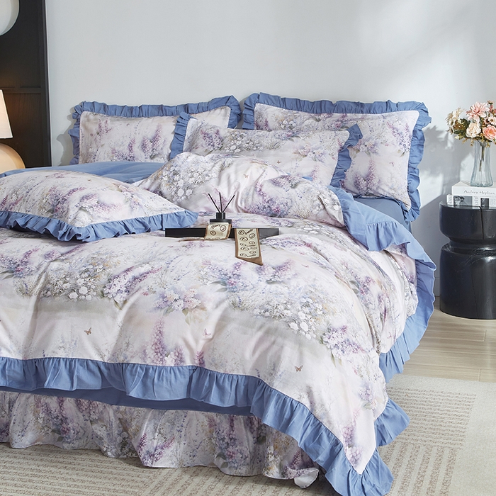 91家纺网 家纺一手货源 找家纺 金纱玉纺家纺 2025韩版数码印花加厚100%棉四件套 华美-彐