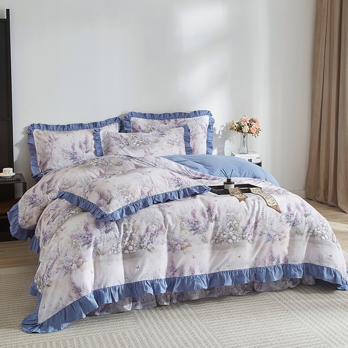 91家纺网 家纺一手货源 找家纺 金纱玉纺家纺 2025韩版数码印花加厚100%棉四件套 华美-彐