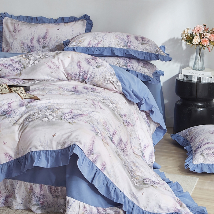 91家纺网 家纺一手货源 找家纺 金纱玉纺家纺 2025韩版数码印花加厚100%棉四件套 华美-彐