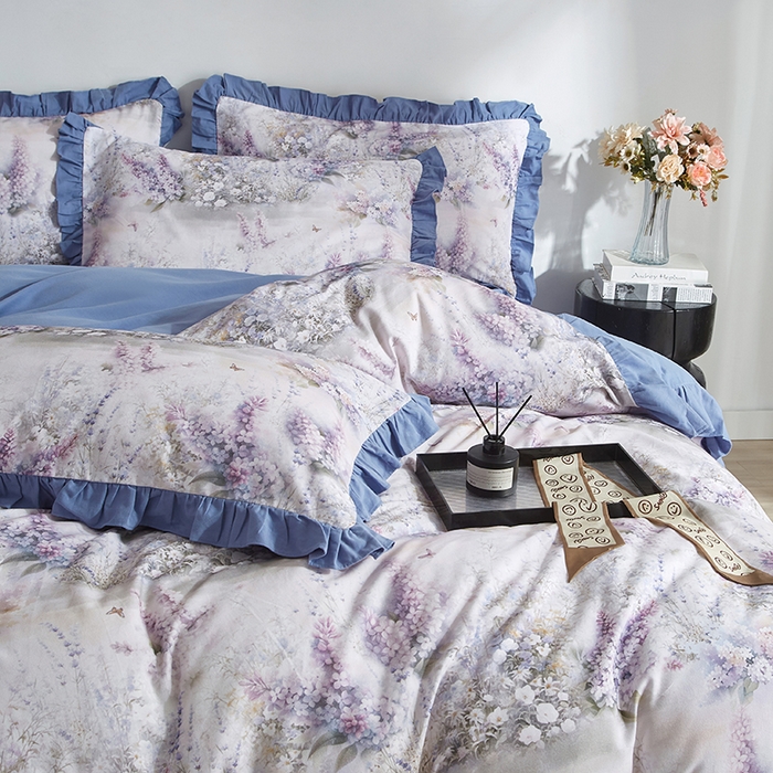 91家纺网 家纺一手货源 找家纺 金纱玉纺家纺 2025韩版数码印花加厚100%棉四件套 华美-彐