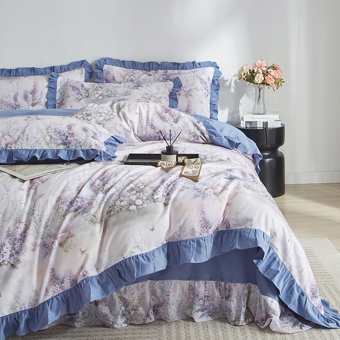 91家纺网 家纺一手货源 找家纺 金纱玉纺家纺 2025韩版数码印花加厚100%棉四件套 华美-彐