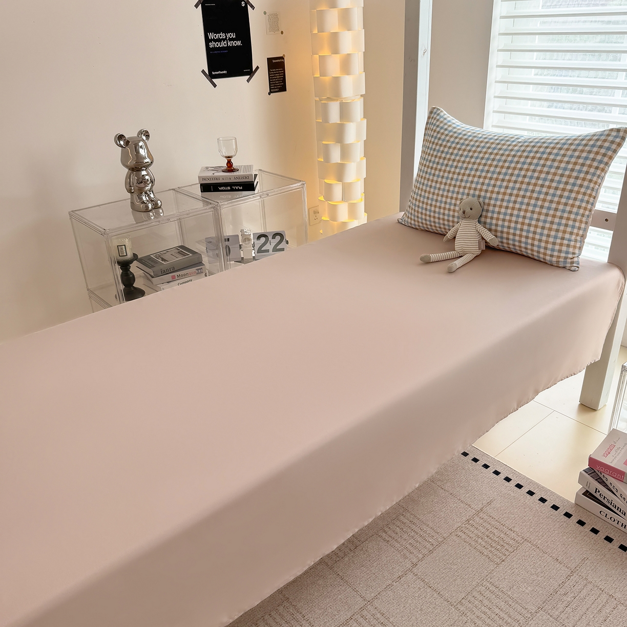 91家纺网 家纺一手货源 找家纺 十一家居2025年新款ins风A类亲肤水洗棉学生宿舍三件套——悸动系列 蓝咖小格+咖色