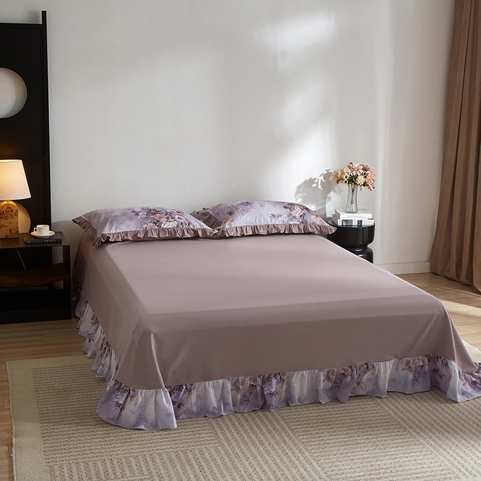 91家纺网 家纺一手货源 找家纺 金纱玉纺家纺 2025韩版数码印花加厚100%棉四件套 镜中花-彐