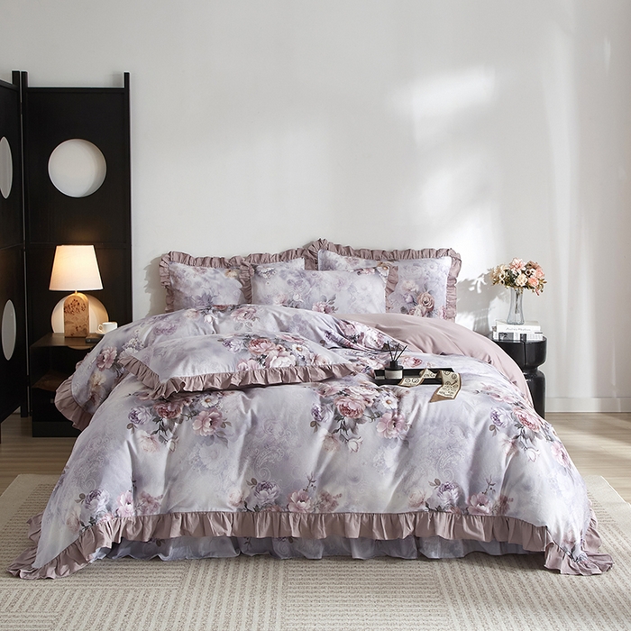 金纱玉纺家纺 2025韩版数码印花加厚100%棉四件套 镜中花-彐