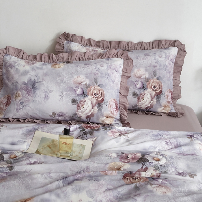 91家纺网 家纺一手货源 找家纺 金纱玉纺家纺 2025韩版数码印花加厚100%棉四件套 镜中花-彐