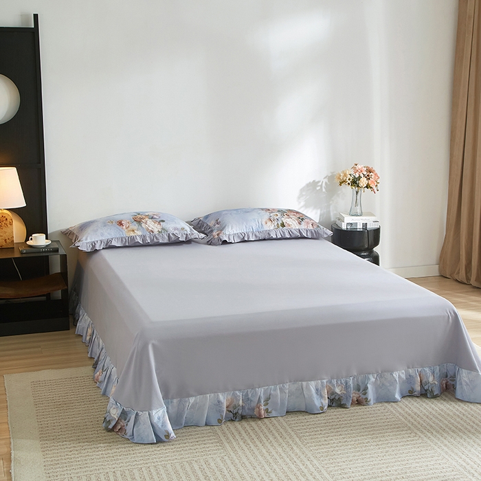 91家纺网 家纺一手货源 找家纺 金纱玉纺家纺 2025韩版数码印花加厚100%棉四件套 镜中花-兰