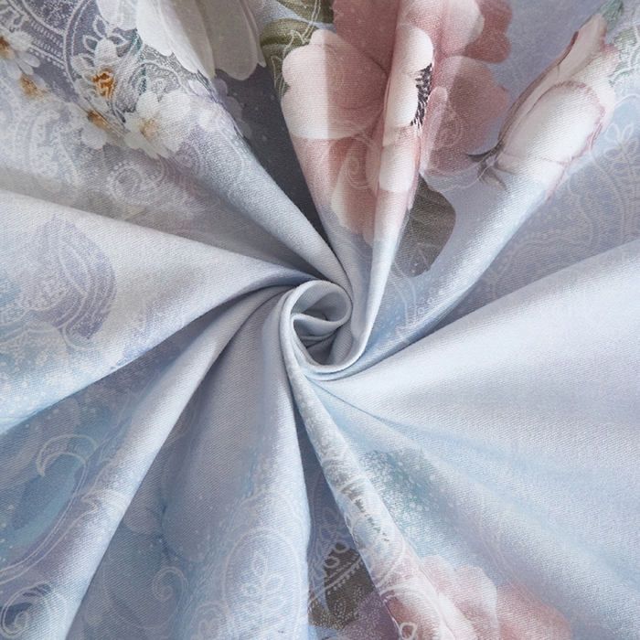 91家纺网 家纺一手货源 找家纺 金纱玉纺家纺 2025韩版数码印花加厚100%棉四件套 镜中花-兰