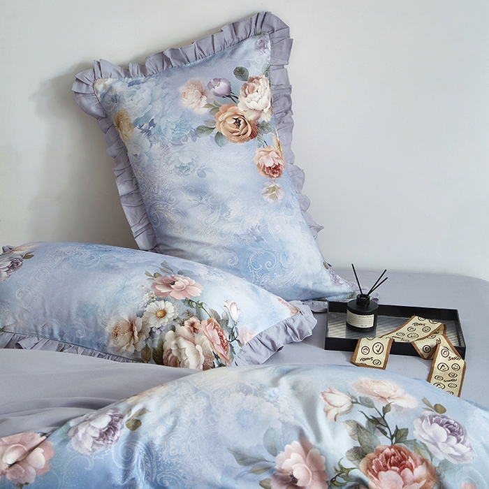 91家纺网 家纺一手货源 找家纺 金纱玉纺家纺 2025韩版数码印花加厚100%棉四件套 镜中花-兰