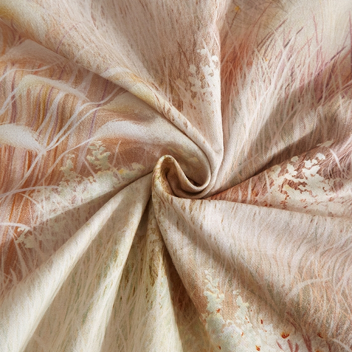 91家纺网 家纺一手货源 找家纺 金纱玉纺家纺 2025韩版数码印花加厚100%棉四件套 秋意浓-咖