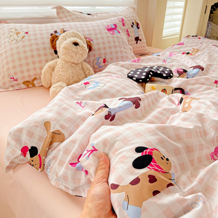 91家纺网 家纺一手货源 找家纺 （总）布可家纺 2025新款小清新时尚印花水洗磨毛四件套