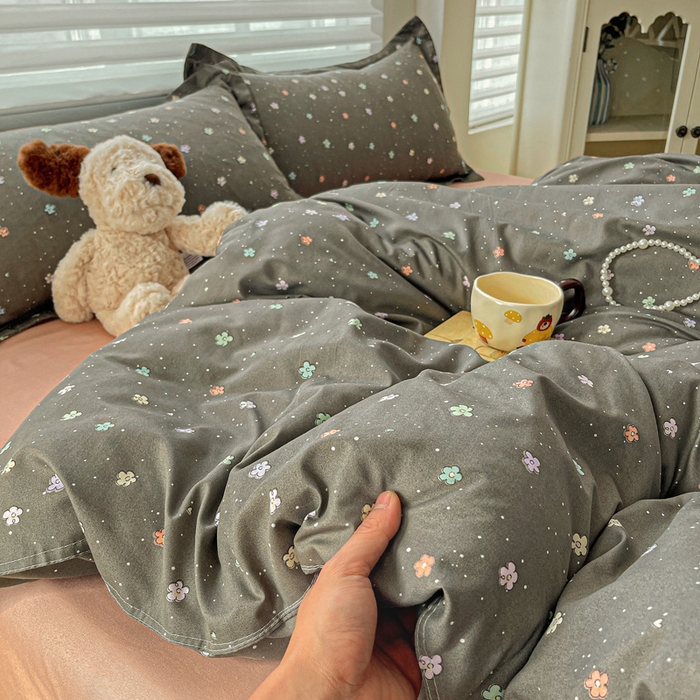 91家纺网 家纺一手货源 找家纺 （总）布可家纺 2025新款小清新时尚印花水洗磨毛四件套