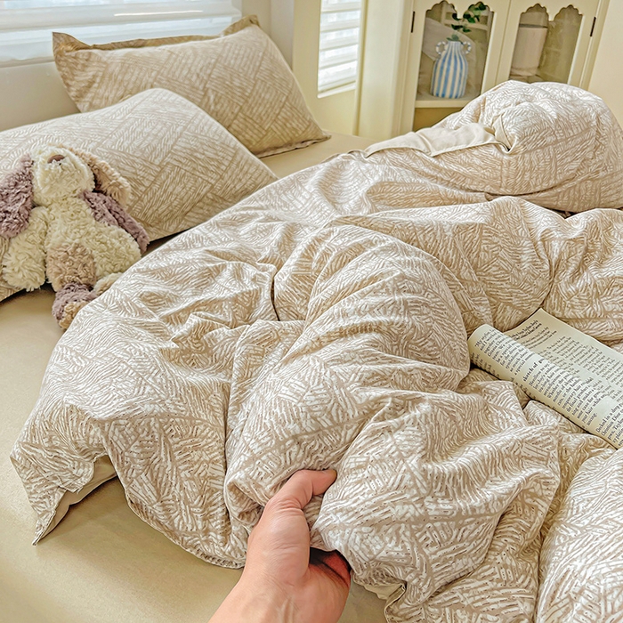 91家纺网 家纺一手货源 找家纺 （总）布可家纺 2025新款小清新时尚印花水洗磨毛四件套