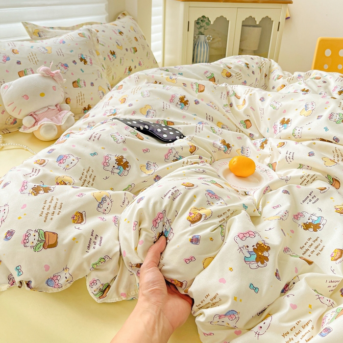 91家纺网 家纺一手货源 找家纺 （总）布可家纺 2025新款小清新时尚印花水洗磨毛四件套