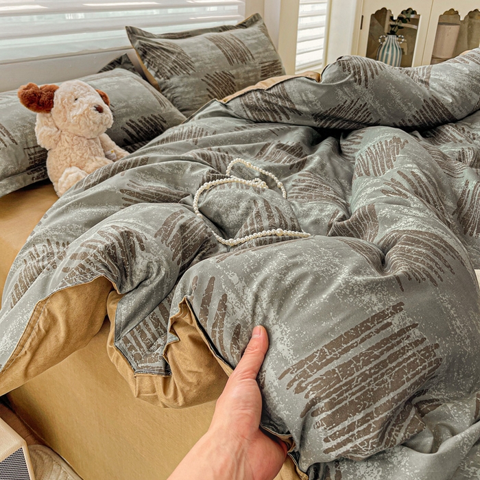 91家纺网 家纺一手货源 找家纺 （总）布可家纺 2025新款小清新时尚印花水洗磨毛四件套