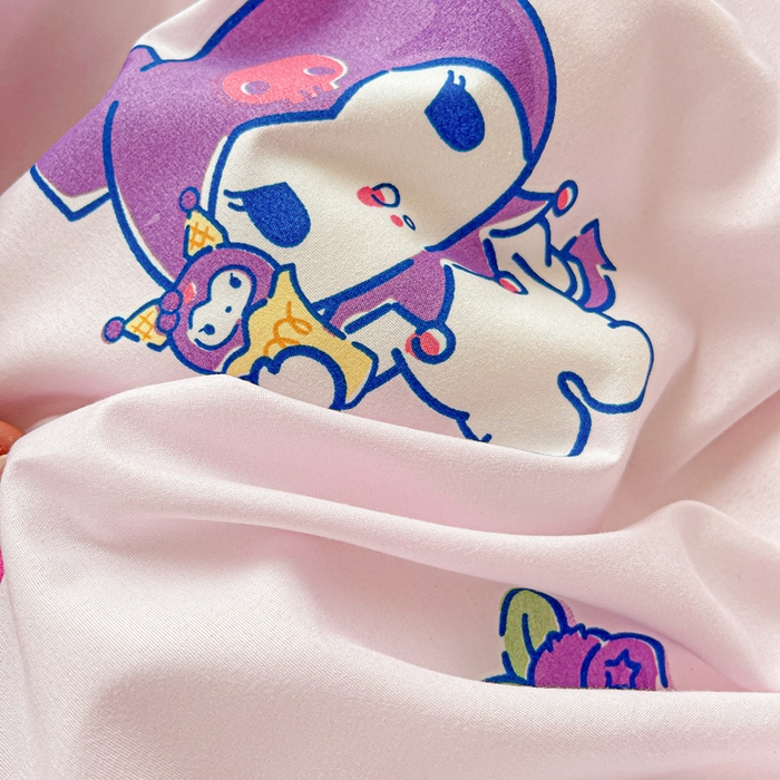 91家纺网 家纺一手货源 找家纺 布可家纺 2025新款水洗磨毛时尚印花四件套 多彩库洛米