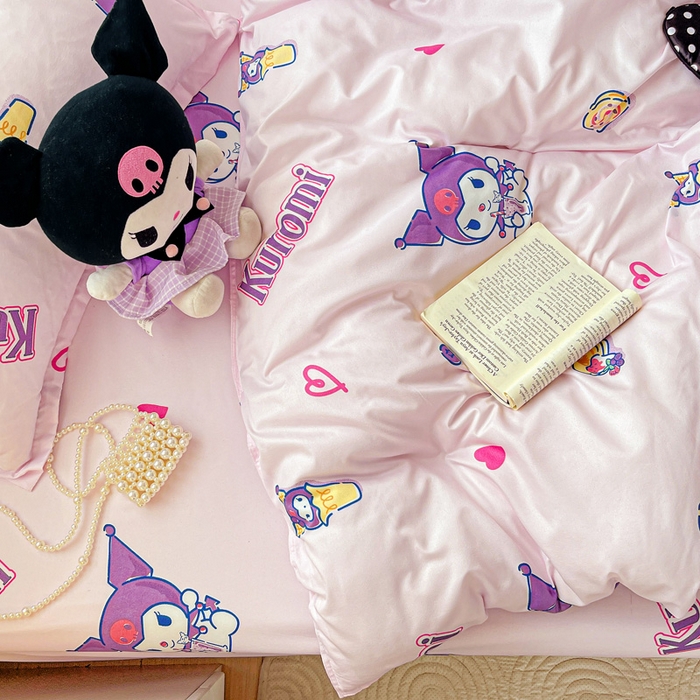 91家纺网 家纺一手货源 找家纺 布可家纺 2025新款水洗磨毛时尚印花四件套 多彩库洛米