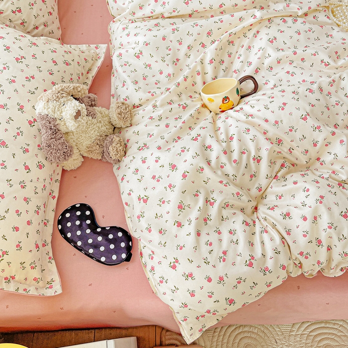 91家纺网 家纺一手货源 找家纺 布可家纺 2025新款水洗磨毛时尚印花四件套 粉色恋歌