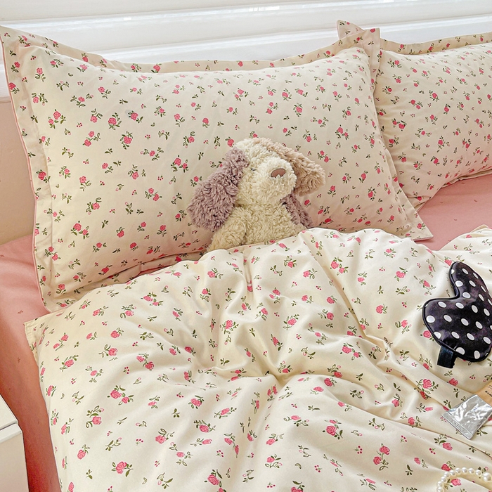 91家纺网 家纺一手货源 找家纺 布可家纺 2025新款水洗磨毛时尚印花四件套 粉色恋歌