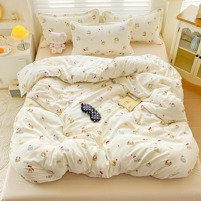 91家纺网 家纺一手货源 找家纺 布可家纺 2025新款水洗磨毛时尚印花四件套 美食KT