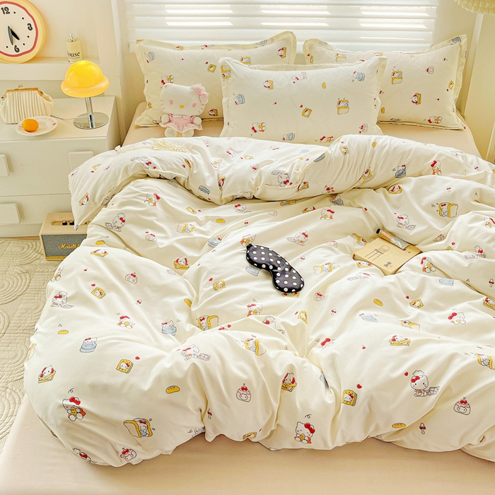 91家纺网 家纺一手货源 找家纺 布可家纺 2025新款水洗磨毛时尚印花四件套 美食KT