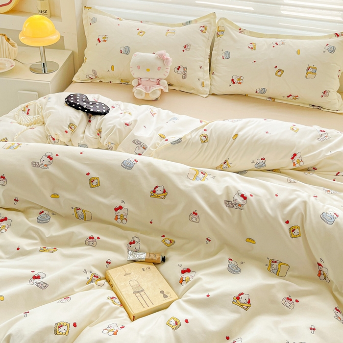 91家纺网 家纺一手货源 找家纺 布可家纺 2025新款水洗磨毛时尚印花四件套 美食KT