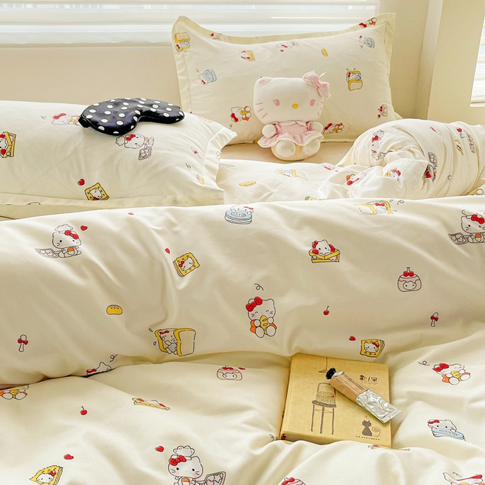 91家纺网 家纺一手货源 找家纺 布可家纺 2025新款水洗磨毛时尚印花四件套 美食KT