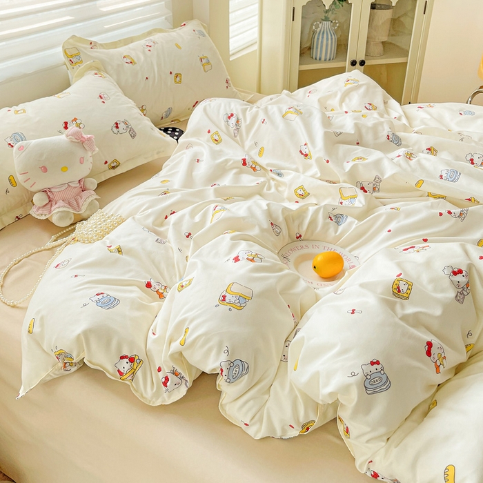 91家纺网 家纺一手货源 找家纺 布可家纺 2025新款水洗磨毛时尚印花四件套 美食KT