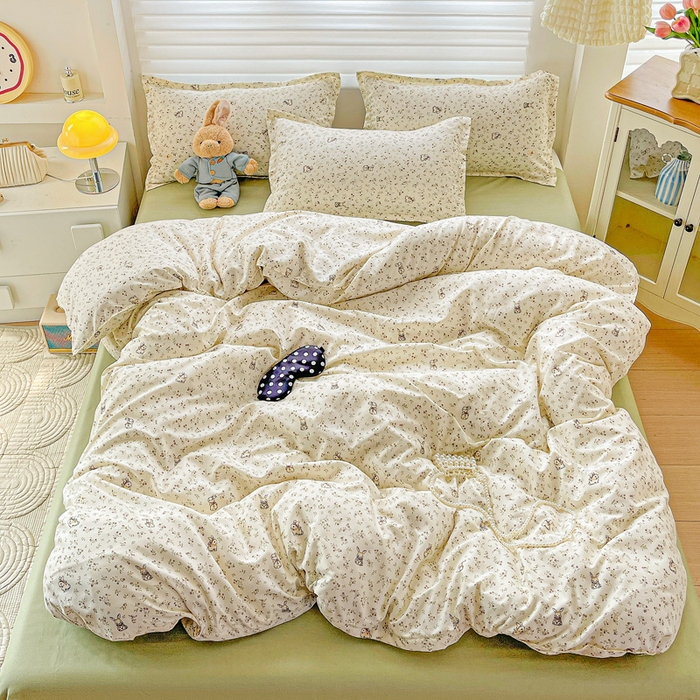 91家纺网 家纺一手货源 找家纺 布可家纺 2025新款水洗磨毛时尚印花四件套 森林来信