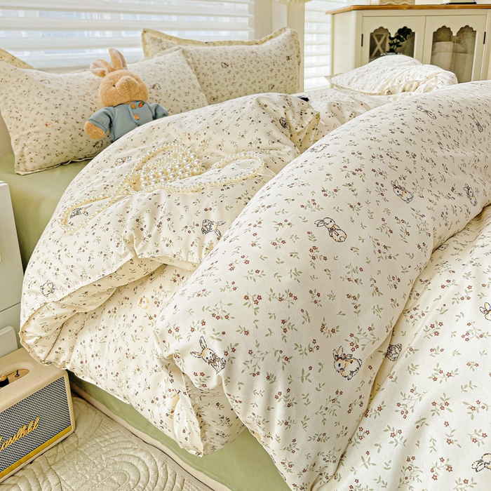 91家纺网 家纺一手货源 找家纺 布可家纺 2025新款水洗磨毛时尚印花四件套 森林来信