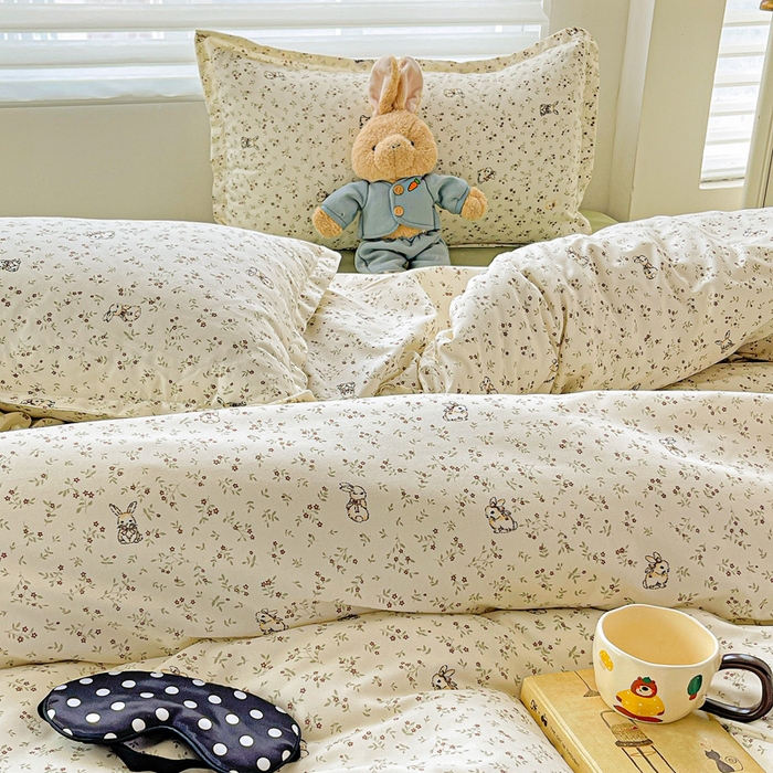 91家纺网 家纺一手货源 找家纺 布可家纺 2025新款水洗磨毛时尚印花四件套 森林来信