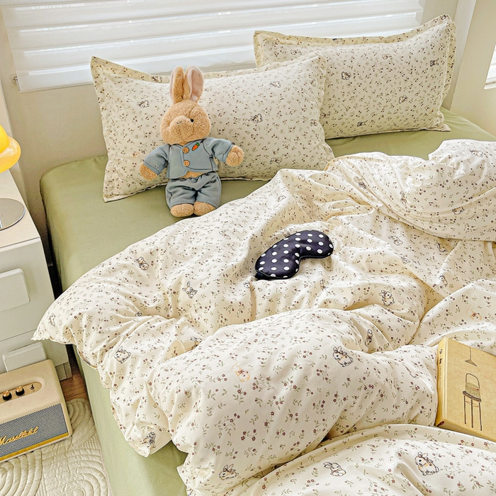 91家纺网 家纺一手货源 找家纺 布可家纺 2025新款水洗磨毛时尚印花四件套 森林来信