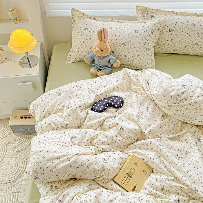 91家纺网 家纺一手货源 找家纺 布可家纺 2025新款水洗磨毛时尚印花四件套 森林来信