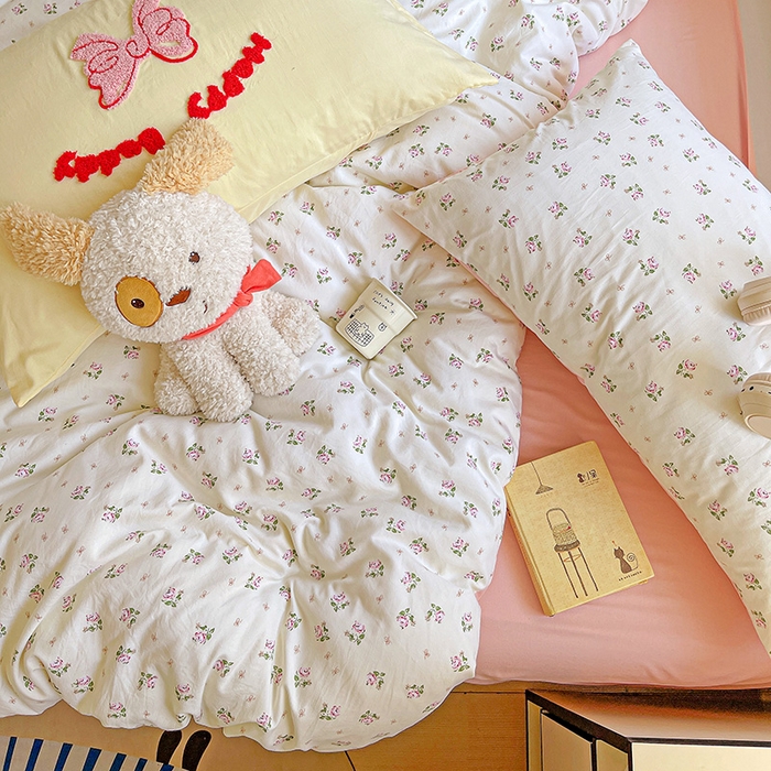 91家纺网 家纺一手货源 找家纺 布可家纺 2025新款水洗棉时尚印花四件套 落日玫瑰