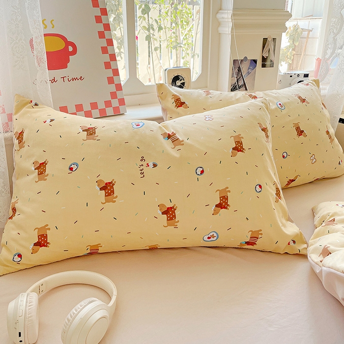 91家纺网 家纺一手货源 找家纺 布可家纺 2025新款水洗棉时尚印花四件套 小狗总动员