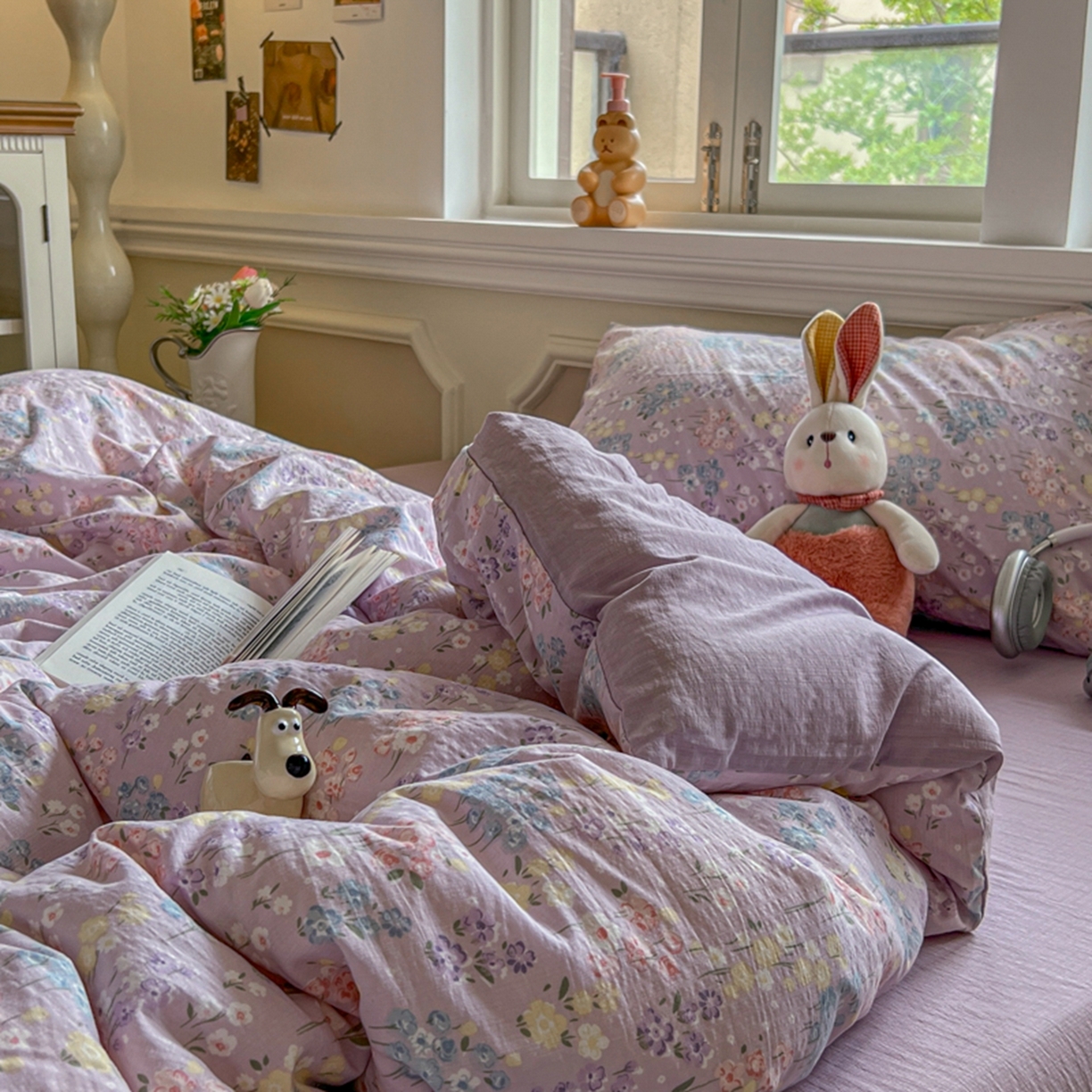 91家纺网 家纺一手货源 找家纺 妖妖家纺 2025新款云感双层纱四件套 春藤语