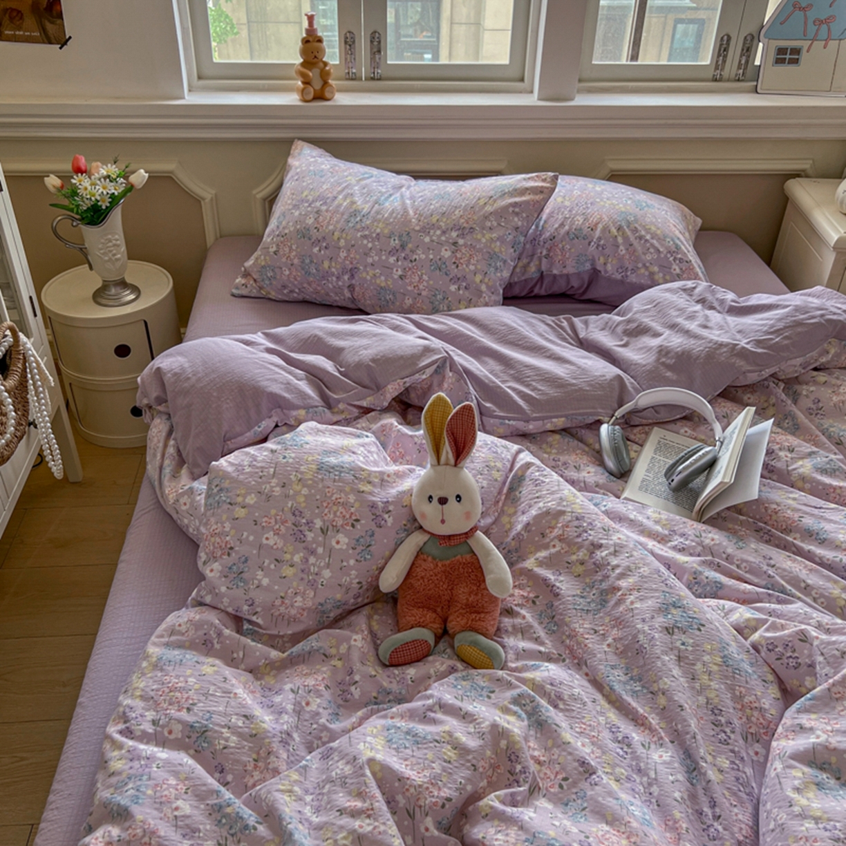 91家纺网 家纺一手货源 找家纺 妖妖家纺 2025新款云感双层纱四件套 春藤语