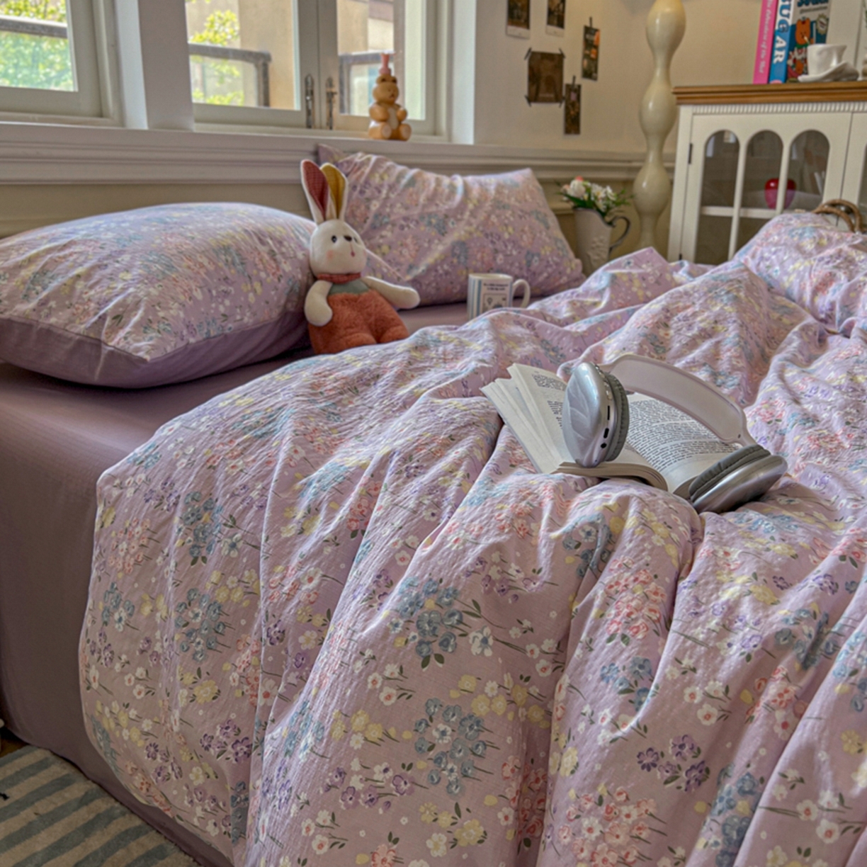 91家纺网 家纺一手货源 找家纺 妖妖家纺 2025新款云感双层纱四件套 春藤语