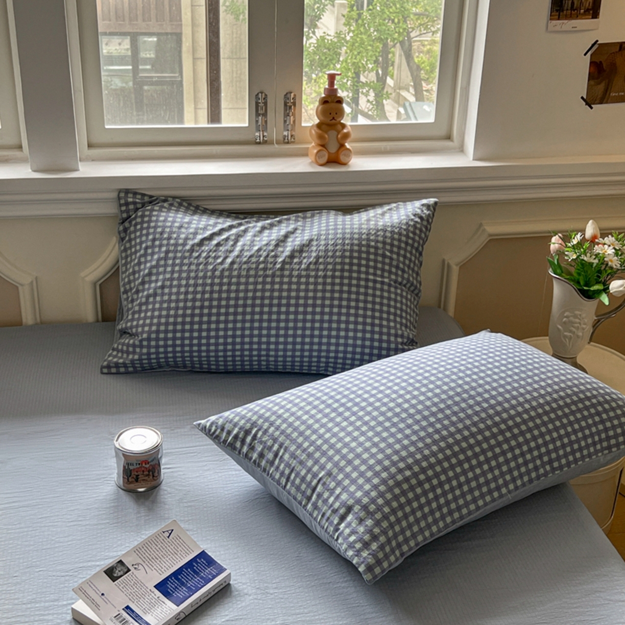 91家纺网 家纺一手货源 找家纺 妖妖家纺 2025新款云感双层纱四件套 海盐格