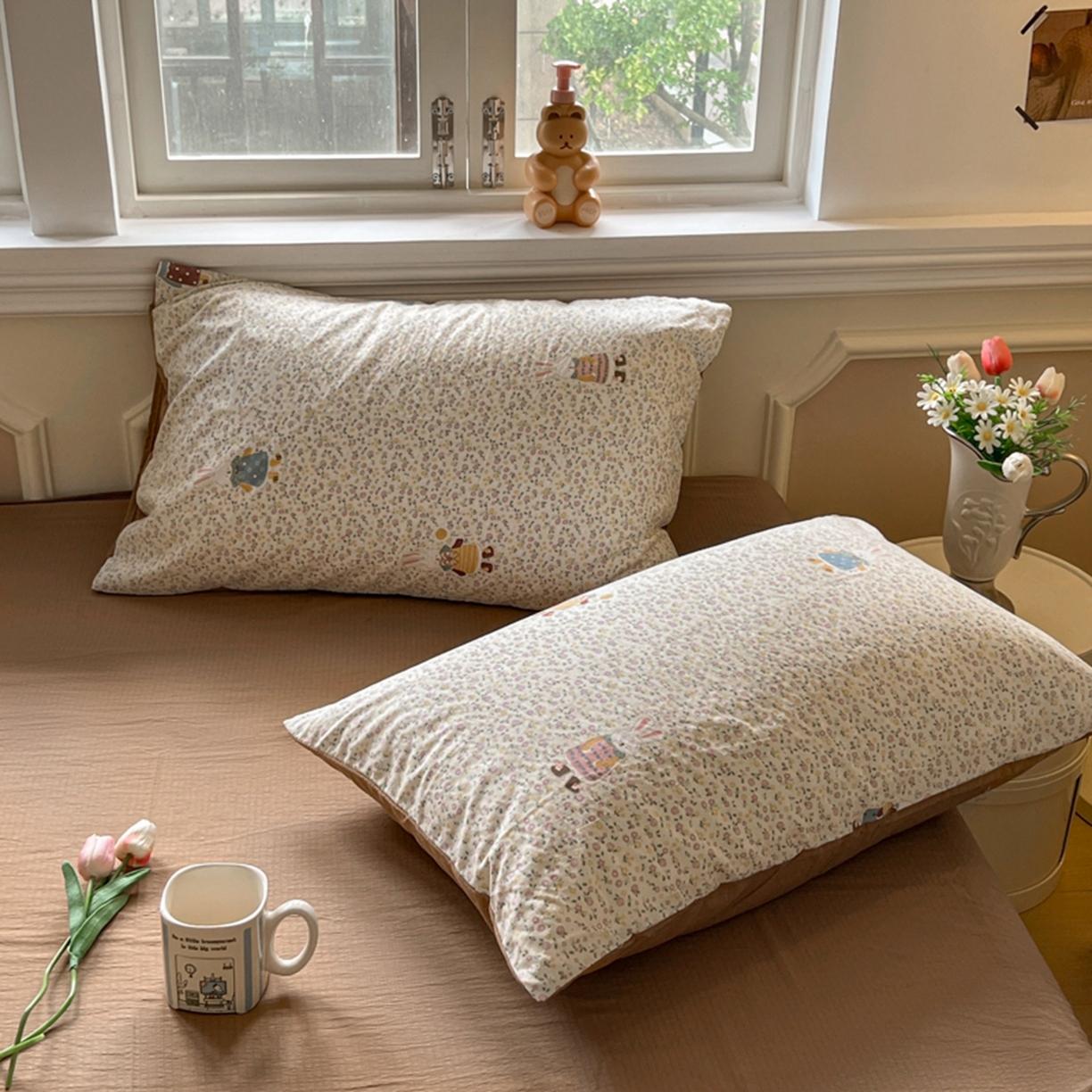 91家纺网 家纺一手货源 找家纺 妖妖家纺 2025新款云感双层纱四件套 花点兔