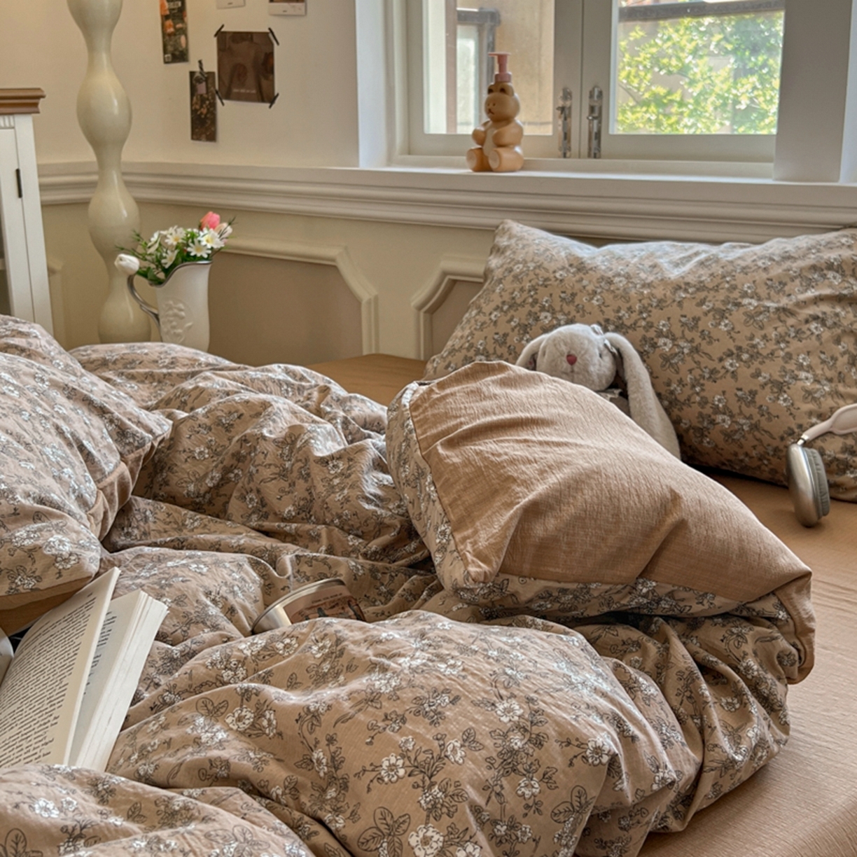 91家纺网 家纺一手货源 找家纺 妖妖家纺 2025新款云感双层纱四件套 花间语