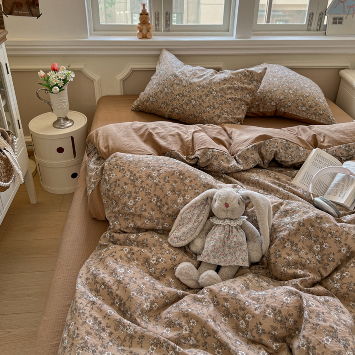 91家纺网 家纺一手货源 找家纺 妖妖家纺 2025新款云感双层纱四件套 花间语