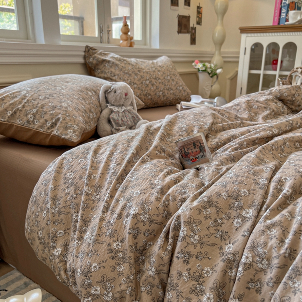 91家纺网 家纺一手货源 找家纺 妖妖家纺 2025新款云感双层纱四件套 花间语