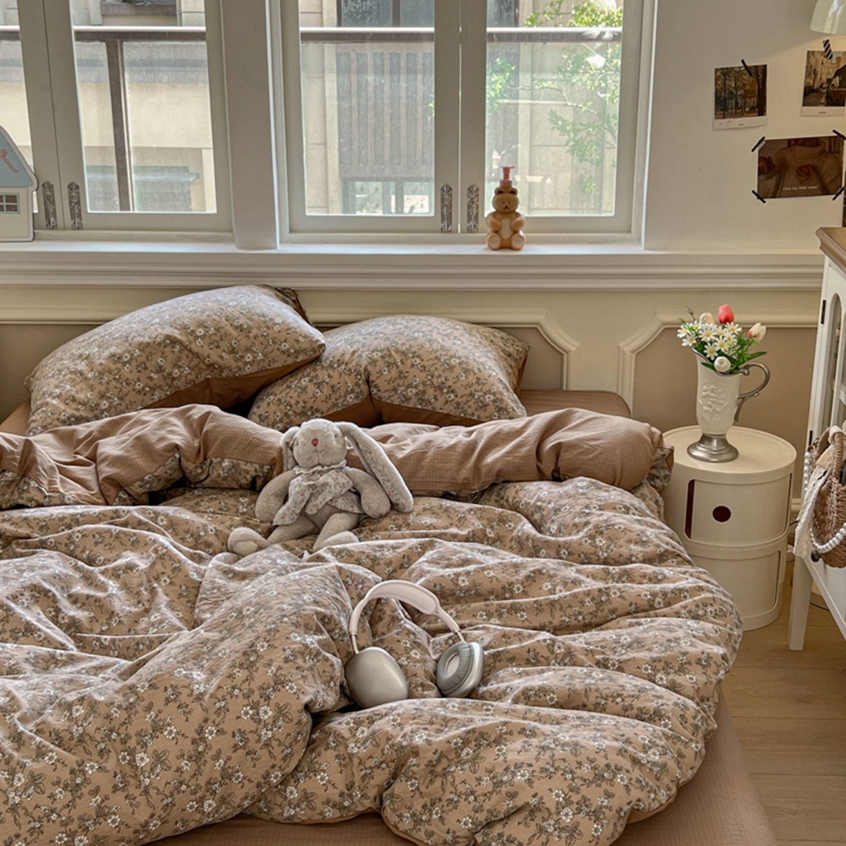 91家纺网 家纺一手货源 找家纺 妖妖家纺 2025新款云感双层纱四件套 花间语