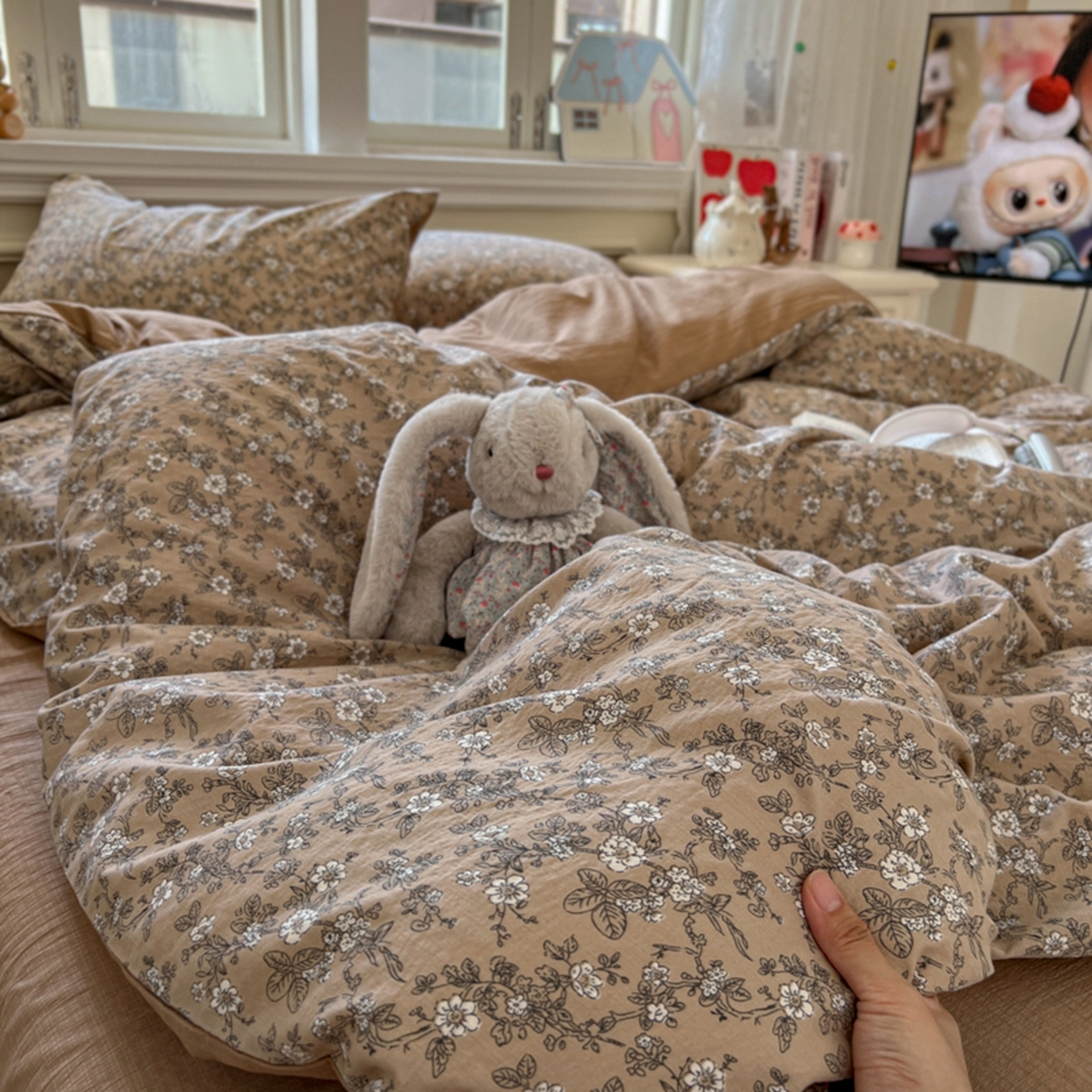 妖妖家纺 2025新款云感双层纱四件套 花间语