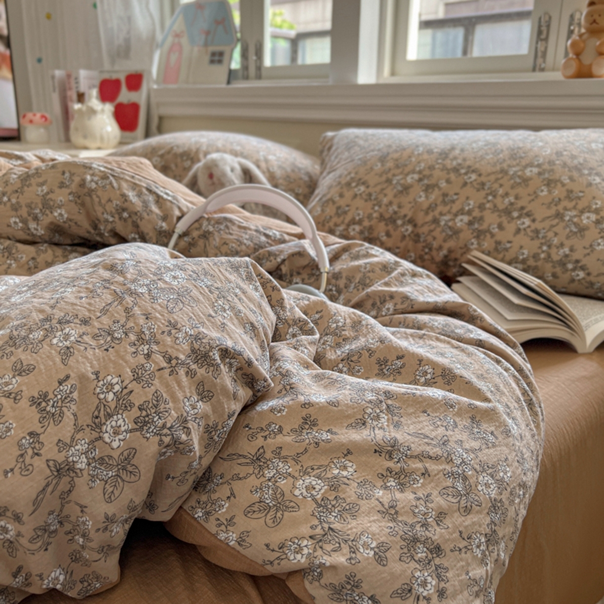 91家纺网 家纺一手货源 找家纺 妖妖家纺 2025新款云感双层纱四件套 花间语